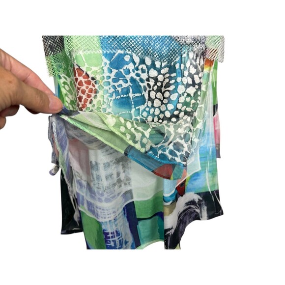 Impulse California Mixed Media Tiered Top  Size S  Abstract Print Wearable Art - Picture 4 of 9
